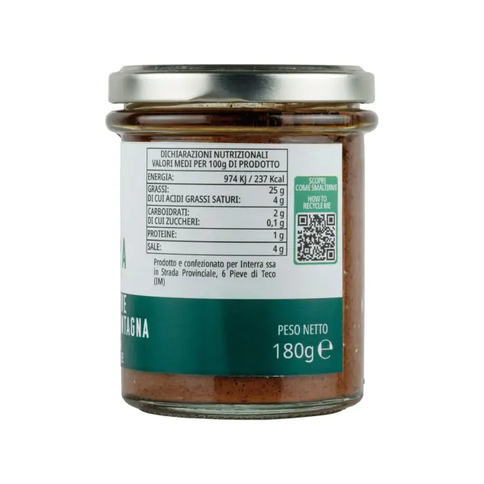 Crema gourmet da Olive Taggiasche di Montagna - aromatizzata con erbe mediterranee - 180g