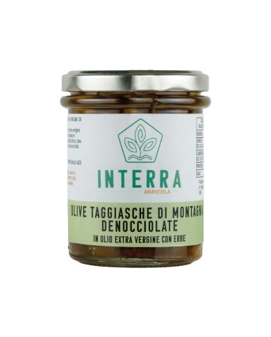 Olive Taggiasche di Montagna denocciolate in Extra Vergine con erbe mediterranee - 180g