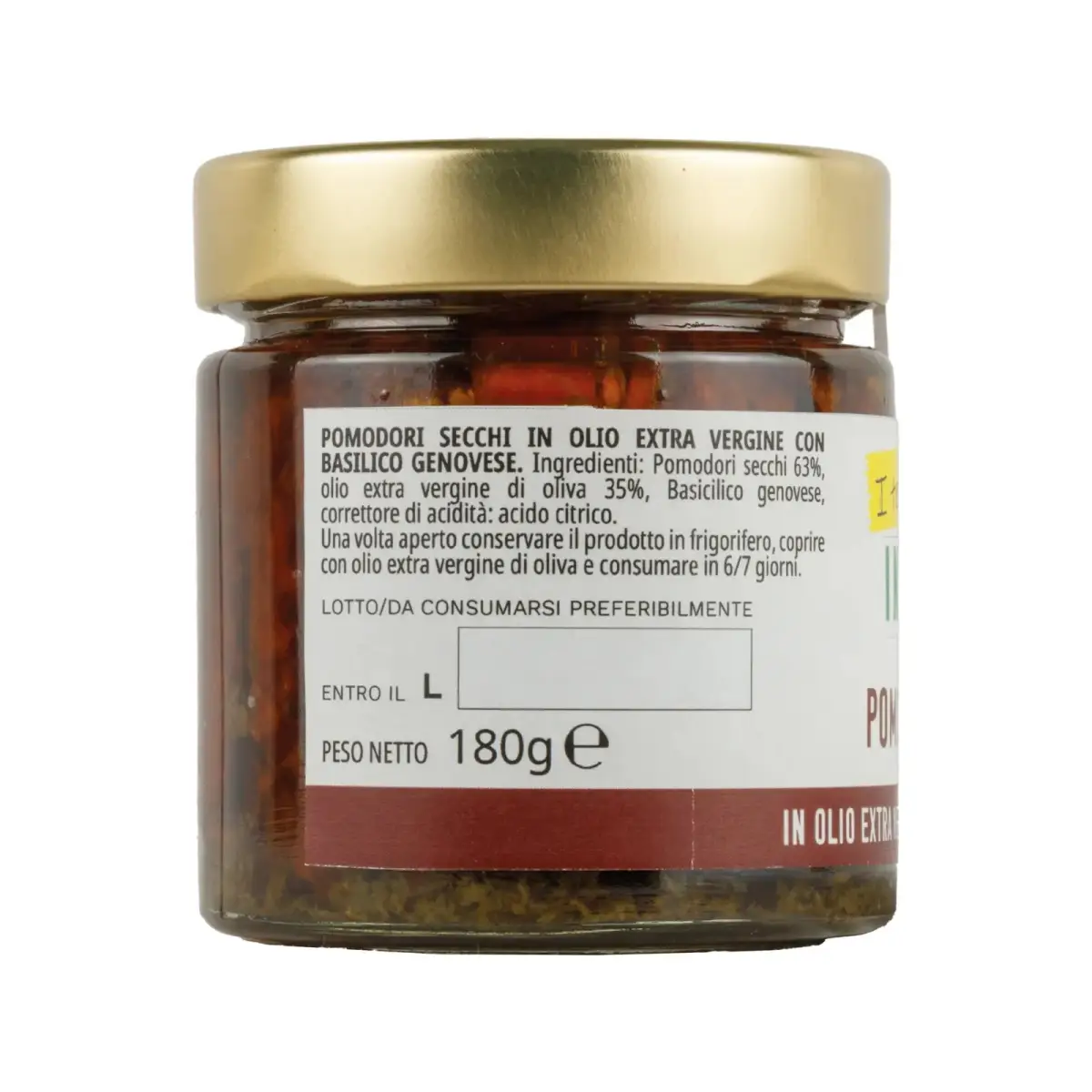 POMODORI SECCHI S.O. CON BASILICO GENOVESE 180G