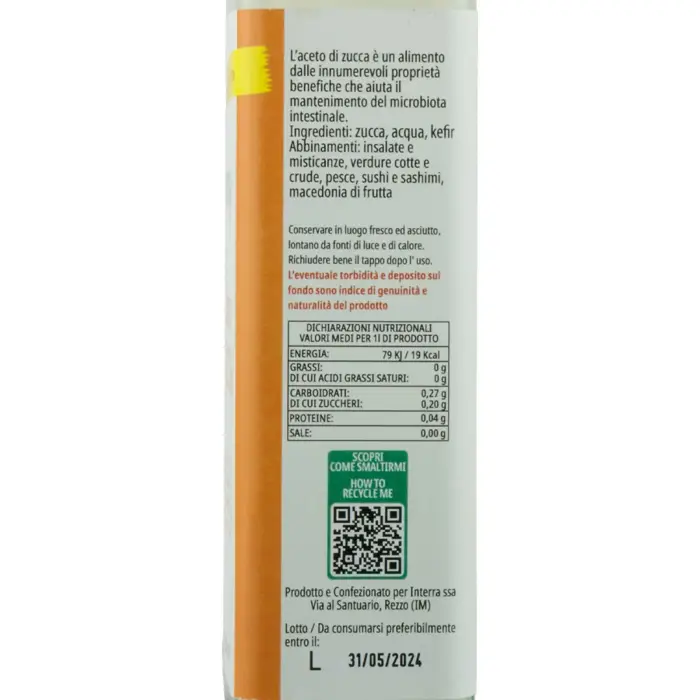 Aceto di Zucca da fermentazione spontanea (0,25l)