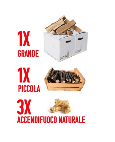 Kit Legna di olivo non trattata (piccola e grande) - Bundle 20 kg per barbecue 3/4 persone