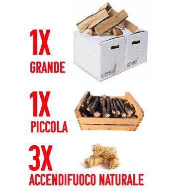 Kit Legna di olivo non trattata (piccola e grande) - Bundle 20 kg per barbecue 3/4 persone