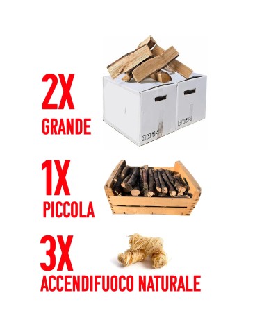 Kit Legna di olivo non trattata (piccola e grande) - Bundle 35 kg per barbecue 5/6 persone