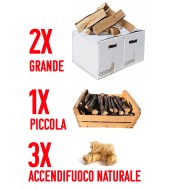 Kit Legna di olivo non trattata (piccola e grande) - Bundle 35 kg per barbecue 5/6 persone