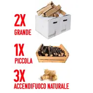 Kit Legna di olivo non trattata (piccola e grande) - Bundle 35 kg per barbecue 5/6 persone