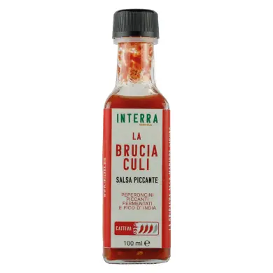 Salsa piccante con mix peperoncini rossi "Brucia Culi" bottiglia molotov da 100 ml