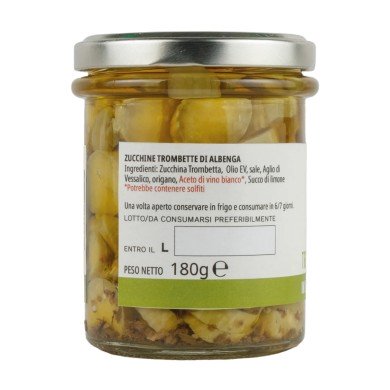 Zucchine Trombette di Albenga croccanti sott'olio EV (180g)