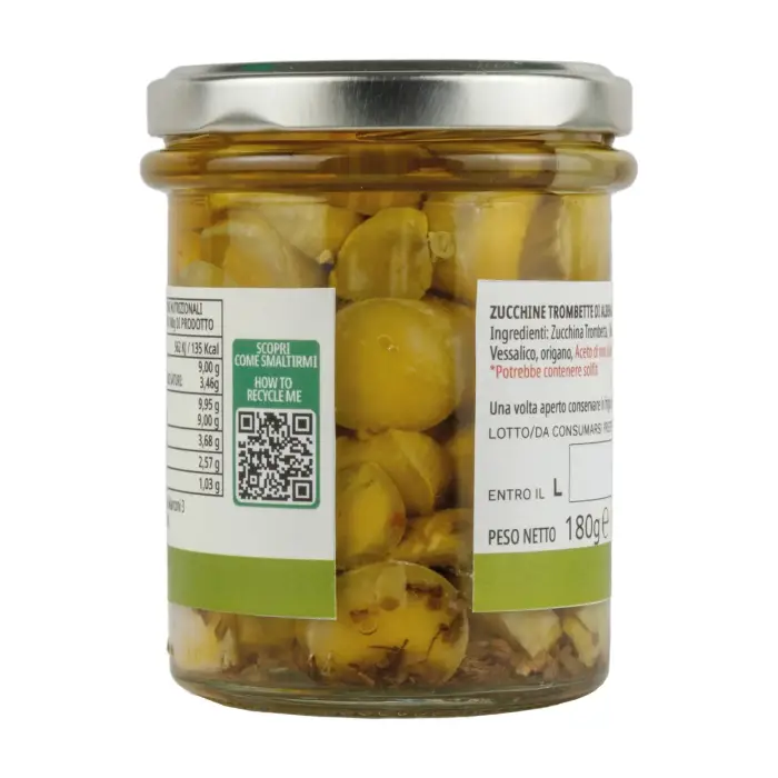 Zucchine Trombette di Albenga croccanti sott'olio EV (180g)