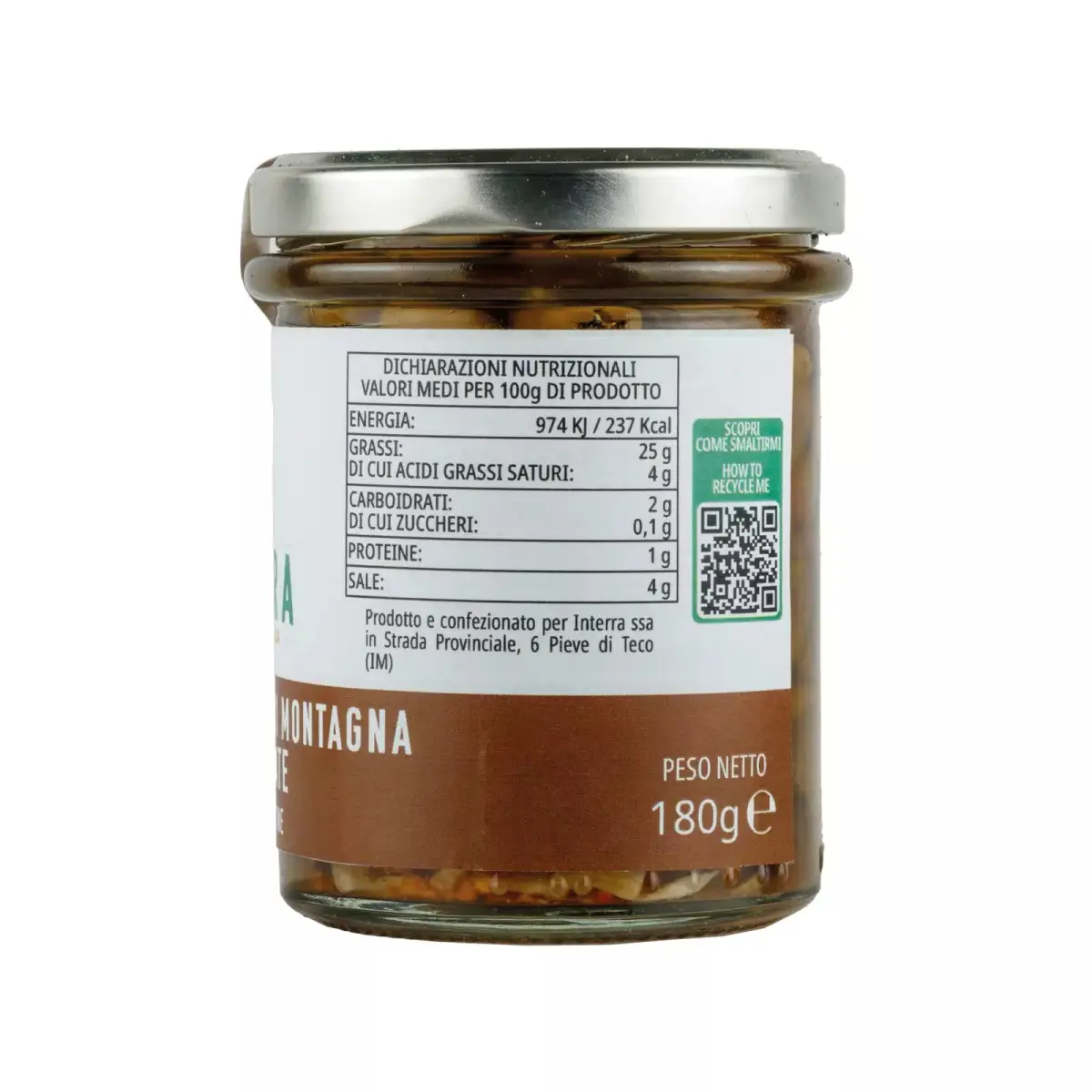 Olive Taggiasche di Montagna denocciolate in extra vergine - 180g